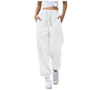Sporthose Damen, Damen Jogginghose Lang High Waist Sporthose mit Taschen Schmetterling Feder Drucken Trainingshose Modern Freizeithose Frauen Kordelzug Sweathose Sweatpants Laufhose