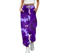 Sporthose Damen Frauen Lose Mode Halloween Hosen Gestreiften Gedruckt Leggings Sport Große Jogginghose Hosen Schlafanzug 3/4 Hose