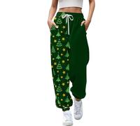 Sporthose Damen Lang Locker, Weihnachtshose Damen Flauschig, Freizeithose Lang Mit Taschen Weihnachts-Jogginghose Mit Kordelzug Yogahose Weihnachtsfeiern Outdoorhose Casual Bequeme Trainingshose