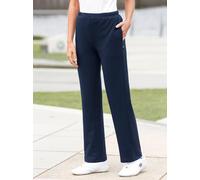 Sporthose HAJO, Damen, Gr. 54, Normalgrößen, blau (marine), 62% Baumwolle, 33% Polyester, 5% Elasthan, unifarben, lang, Hosen Sporthose (423831-54) marine