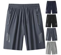 Sporthose Herren Ice Seiden Shorts Sport Leichte Kurze Hosen Atmungsaktiv Short Pants Tasche mit Reißverschluss Sporthose Elastischer Bund Kordelzug Kurze Hose Fitness Training Outdoor Hose Kurz