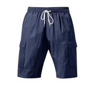 Sporthose Herren Kurz, Bermudashorts Große Größen Luftig Leicht Golfhose Dreiviertel Freizeit Camo Cargohose Kurze Hosen Herren, Mit Taschen Sweat Kniebundhose Wanderhose Relaxed Bermuda marine XL