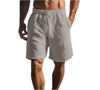 Sporthose Herren Kurz,Herren Shorts Sommer Leinen Tennishose Luftige Laufshorts Leinenhose Baggy Freizeithose Arbeitsshorts Baumwolle Basketball Leichte Sweatshorts Activewear Bermuda grau XL