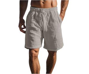 Sporthose Herren Kurz,Herren Shorts Sommer Leinen Tennishose Luftige Laufshorts Leinenhose Baggy Freizeithose Arbeitsshorts Baumwolle Basketball Leichte Sweatshorts Activewear Bermuda grau XL