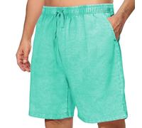 Sporthose Herren Kurz Sweatshorts Elastische Taille Jogginghose Loose Bermuda Shorts Leichte Sommerhose Basic Washed Freizeithose Distressed Wanderhose Bequem Pyjamahose Loungewear
