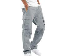 Sporthose Herren Lange Sport Hose Warm Gefüttert Sweatpants Klassisch All-Match Trackpant Casual Lose Rangerhose, Cargohose, Arbeitshose Stoffhose für Männer XXL, Grau