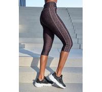 Sporthose LASCANA ACTIVE, Damen, Gr. S (36/38), N-Gr, braun, Trikot, Obermaterial: 85% Polyester, 15% Elasthan, figurbetont kniebedeckend, Hosen Sporthose, in Leo-Optik mit breitem Bündchen (34469108-