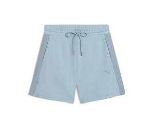Sporthose PUMA "HER High-Waist Shorts Damen", Damen, Gr. S, Normalgrößen, seafoam blau, Obermaterial: 68% Baumwolle, 32% Polyester. Seitenpartie: 100% Nylon. Seitentasche - Oben: 100% Baumwolle, unifa