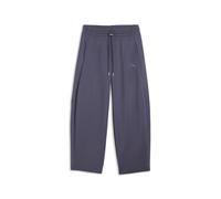 Sporthose PUMA "HER Relaxed Barrel Leg Hose Damen", Damen, Gr. S, Normalgrößen, blau (inky depths gray), Obermaterial: 38% Baumwolle, 47% Polyester, 5% Elasthan, 10% Viskose. Decklage: 100% Nylon. Sei