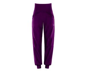 Sporthose WINSHAPE "Functional Comfort Leisure Time Trousers LEI101C", Damen, Gr. S, Normalgrößen, lila (schwarz plum), 85% Polyester, 15% Elasthan, Hosen Sporthose, High Waist (27871505-S) schwarz pl