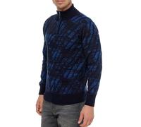 Sportiver Herren Stehkragen-Pullover mit 1/2-Zipper Feinstrick-Sweater 13444 Marine M