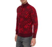 Sportiver Herren Stehkragen-Pullover mit 1/2-Zipper Feinstrick-Sweater 13444 Weinrot L