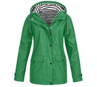Sportjacke für draußen, Damen, Sonnenschutzmantel, wasserdicht, Oversized-Jacke, mit Kapuze, Langarm, Softshellmantel, einfarbig, mit Taschen, mittellange Jacke, grün, 54