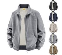 sportjacke herren Fleecejacke Herren Jacke Sweatjacke Blouson Einfarbiger Fleece Softshelljacke Mit ReißVerschluss Winter Warm Rundhals Bomberjacke Bequem Fit übergangsjacke knöpfe für strickjacke