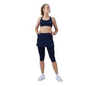 Sportkind Mädchen & Damen 2-in-1 Tennisrock mit Taschen & 3/4 Capri Leggings, Laufrock, Yogahose mit Rock, Sport Skapri