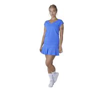 Sportkind Mädchen & Damen Tennis, Fitness, Sport T-Shirt Loose Fit, V-Ausschnitt, atmungsaktiv, UV-Schutz UPF 50+, Kurzarm, Kornblumen blau, Gr. XXL