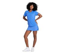 Sportkind Mädchen & Damen Tennis, Padel, Fitness, Sport T-Shirt Loose Fit Kurzarm, atmungsaktiv, UV-Schutz UPF 50+, Kornblumen blau, Gr. L