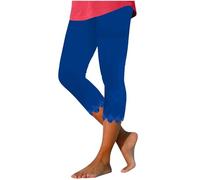 Sportleggins Damen 3/4 Leggings High Waist Sport Leggings Slim Fit Yogahose mit Spitze Sweathose Angenehm Wanderhose Weiche Elastische Jerseyhose Blickdicht Schlaghose für Frauen