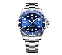Sportliche Herren Armbanduhr im klassischen Design, Saphirglas, automatik Uhrwerk NH35A, Pagani Design, Silber/blau