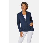 Strickjacke GOLDNER "Sportliche Strickjacke", Damen, Gr. 42, blau (marine), Obermaterial: 50% Baumwolle CO. 50% Polyacryl PAN., Tubular, Strickjacken Strickjacke, Aufwendig in Form gestrickt für perfe