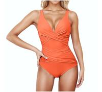 Sportlicher Badeanzug Damen Bauchweg Einteiliger Schwimmanzug Damen Badeanzüge Bathing Suit Women Frauen Professionelle Sport Bademode Einteiler Training Bikini-Stil Komfortabel, Saffron S