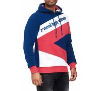 Sportlicher Hoodie für Herren im Color-Blocking-Style Kapuzen-Pullover Sweater 4727 Navy/Weiß/Rot M