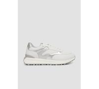 s.Oliver Damen Sneaker flach mit Schnürsenkeln Sportlich, Silber (White/Silver), 39 EU