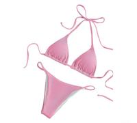 Sportlicher und stilvoller Schnür-Bikini-Badeanzug für Damen, ideal für Wassersport (M Pink)