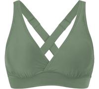 Sportliches Damen-Bikinioberteil mit verstellbaren breiten Trägern für große Oberweite, gekreuztem Rücken, stützendes Bademode-Oberteil, olivgrün, XL