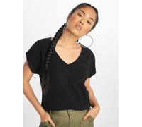 Urban Classics Damen T-Shirt Rund-V-Ausschnitt mit verlängerten Schultern Schwarz Größe S