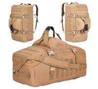 Sportreisetasche Männer Frauen Gym Duffle Rucksack 45L Wasserdicht Reißfest Weekender Reise Workout Tasche for Sport Basketball Fußball(Brown)