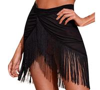 Sportrock Damen Kurz Sexy Schwarz Strandrock Durchsichtig Bikinirock Strand Schwimmrock Transparente Chiffon Rock Kurz Strandrock Transparent Wrap Skirt Bikini Cover Up (A-001, XXL)