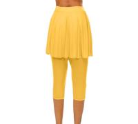 Sportrock Damen Mit Leggings, elastische Hohe Taille Tennisrock 3/4 Yoga Pants Mit Taschen und Kopfhöreranschluss Einfarbig Elegante Laufskort Wanderrock Workout Activewear Sommerhose Caprihose