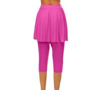 Sportrock Damen Mit Leggings, elastische Hohe Taille Tennisrock 3/4 Yoga Pants Mit Taschen und Kopfhöreranschluss Einfarbig Elegante Laufskort Wanderrock Workout Activewear Sommerhose Caprihose