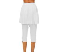 Sportrock Damen Mit Leggings, elastische Hohe Taille Tennisrock 3/4 Yoga Pants Mit Taschen und Kopfhöreranschluss Einfarbig Elegante Laufskort Wanderrock Workout Activewear Sommerhose Caprihose