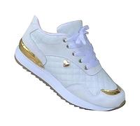 Sportschuhe Damen Weiss - Sneaker Damen Fitnessschuhe Atmungsaktiv Walkingschuhe Flache Schlupfschuhe Athletische Schlupfschuhe Leichtgewichts Wanderhalbschuhe Schnell Trocknend Schnürschuhe
