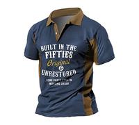 Sportshirt Herren Kurzarm Herrenhemden Langarm Poloshirts V-Ausschnitt Buchstabenmuster Druck Halbe Knopfleiste Muskelshirts Kurzarm Reverskragen Slim Fit Golf Shirt Schwarzes Hemd (Khaki, Xl)