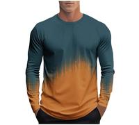 Sportshirt Herren Langarm Mit Muskel-Schnitt & Farbverlauf Feuchtigkeitsableitend Fitness T-Shirt Basic Funktionsshirt Atmungsaktiver MäNner T-Shirt LangäRmeliges (Gym & Freizeit, üBergrößEn)