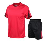 Sportshirt Herren Sportanzug Herren Casual Mode 2-Teiliges Set Herren Streatwear Trainingsanzüge Für Herren Klassisch Trend T-Shirts Für Herren Set A-Red M