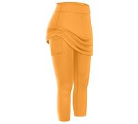 Sportskort Damen, Leggings mit Rock Hosenrock,Laufskort Leggings Damen mit Shorts Taschen Vielseitig Hosenrock Tennisrock Sportrock Golfrock Wanderrock 3/4 Yoga Pants Golf Skorts