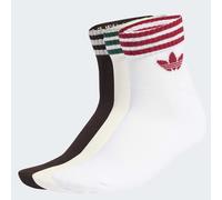 Sportsocken ADIDAS ORIGINALS "3-STREIFEN ANKLE, 3 PAAR", Damen, Gr. L (43/45), sanftes weiß, aurora coffee, weiß, Obermaterial: 78% Baumwolle, 19% Polyester, 2% Elasthan, 1% Polyamid, Socken Sportsock