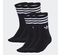 Sportsocken ADIDAS ORIGINALS "3-STREIFEN CREW, 6 PAAR", Damen, Gr. XL (46/48), schwarz, Obermaterial: 100% Polyamid, Socken Sportsocken, für Erwachsene, geripptes Material am Bein (18388835-XL) schwar