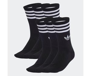 Sportsocken ADIDAS ORIGINALS "3-STREIFEN CREW, 6 PAAR", Herren, Gr. XL (46/48), schwarz, Obermaterial: 100% Polyamid, Socken Sportsocken, für Erwachsene, geripptes Material am Bein (18388835-XL) schwa