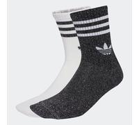Sportsocken ADIDAS ORIGINALS "3-STREIFEN GLITZER CREW, 2 PAAR", Damen, Gr. L (43/45), schwarz-weiß (schwarz, weiß), Obermaterial: 48% Baumwolle, 36% Polyester, 7% metallisierte Fasern, 6% Polyamid, 3%