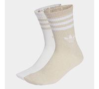 Sportsocken ADIDAS ORIGINALS "3-STREIFEN GLITZER CREW, 2 PAAR", Damen, Gr. S (37/39), ice gold metallic, weiß, Obermaterial: 48% Baumwolle, 36% Polyester, 7% metallisierte Fasern, 6% Polyamid, 3% Elas