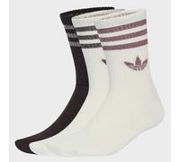 Sportsocken ADIDAS ORIGINALS "3-STREIFEN GLITZER CREW, 3 PAAR", Damen, Gr. S, sanftes weiß, aurora coffee, Obermaterial: 56% Baumwolle, 40% Polyester, 3% Polyamid, 1% metallisierte Fasern, Socken Spor