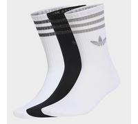 Sportsocken ADIDAS ORIGINALS "3-STREIFEN GLITZER CREW, 3 PAAR", Damen, Gr. S, weiß, silber metallic, schwarz, Obermaterial: 56% Baumwolle, 40% Polyester, 3% Polyamid, 1% metallisierte Fasern, Socken S