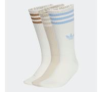 Sportsocken ADIDAS ORIGINALS "3-STREIFEN HIGH CREW, 3 PAAR", Damen, Gr. S (37/39), weiß (sanftes weiß, clear braun, sanftes weiß), Obermaterial: 51% Baumwolle, 46% Polyester, 2% Elasthan, 1% sonstige 