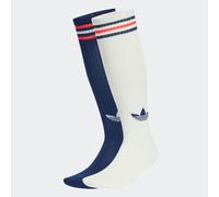 Sportsocken ADIDAS ORIGINALS "3-STREIFEN KNIESTRÜMPFE, 2 PAAR", Damen, Gr. M (40/42), weiß (sanftes weiß, night indigo), Obermaterial: 56% Baumwolle, 40% Polyester, 3% Elasthan, 1% sonstige Fasern, So