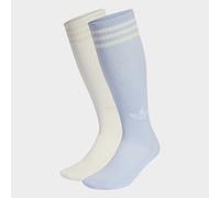 Sportsocken ADIDAS ORIGINALS "3-STREIFEN KNIESTRÜMPFE, 2 PAAR", Damen, Gr. S (37/39), sanftes weiß, crystal sky, Obermaterial: 56% Baumwolle, 40% Polyester, 3% Elasthan, 1% Polyamid, Socken Sportsocke
